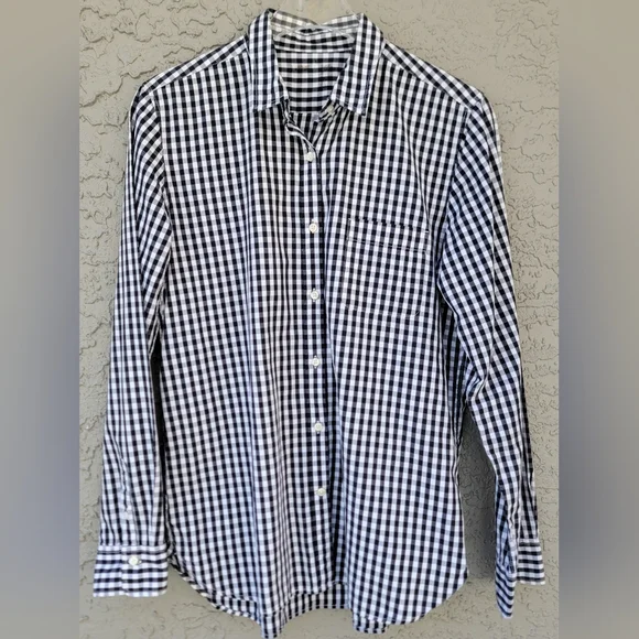MUJI Black White Gingham Cotton Button Down Shirt Minimalist Large - Picture 12 of 13